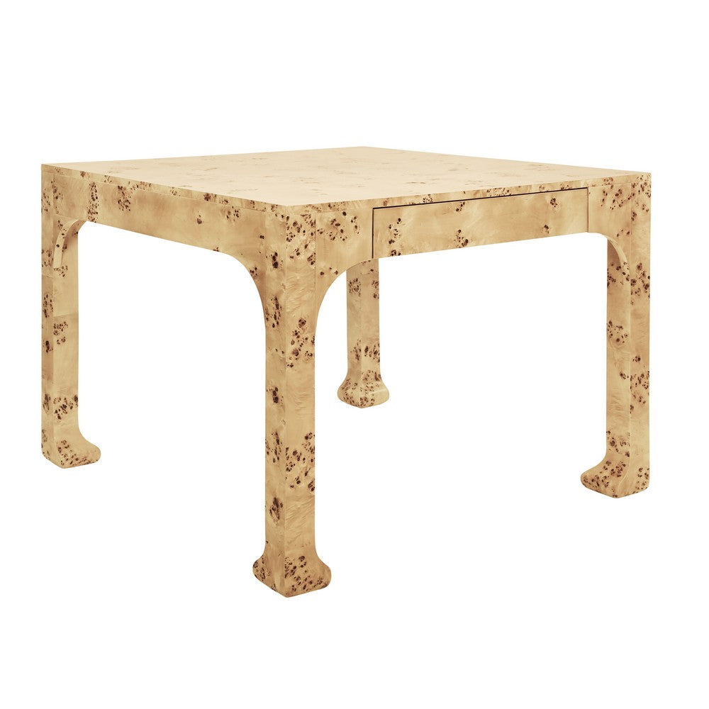 Worlds Away - Square Two Drawer Pagoda Style Game Table In Burl Wood - KERRY BW view 1