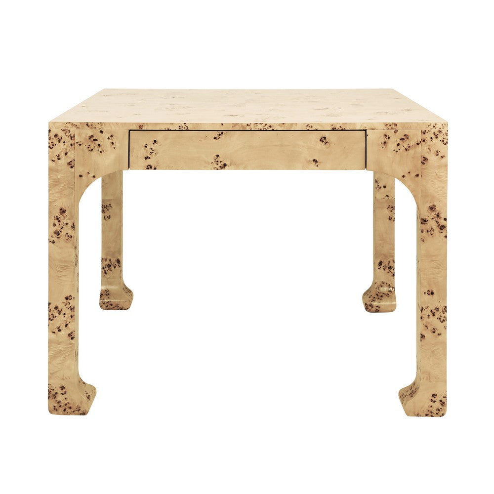 Worlds Away - Square Two Drawer Pagoda Style Game Table In Burl Wood - KERRY BW view 2
