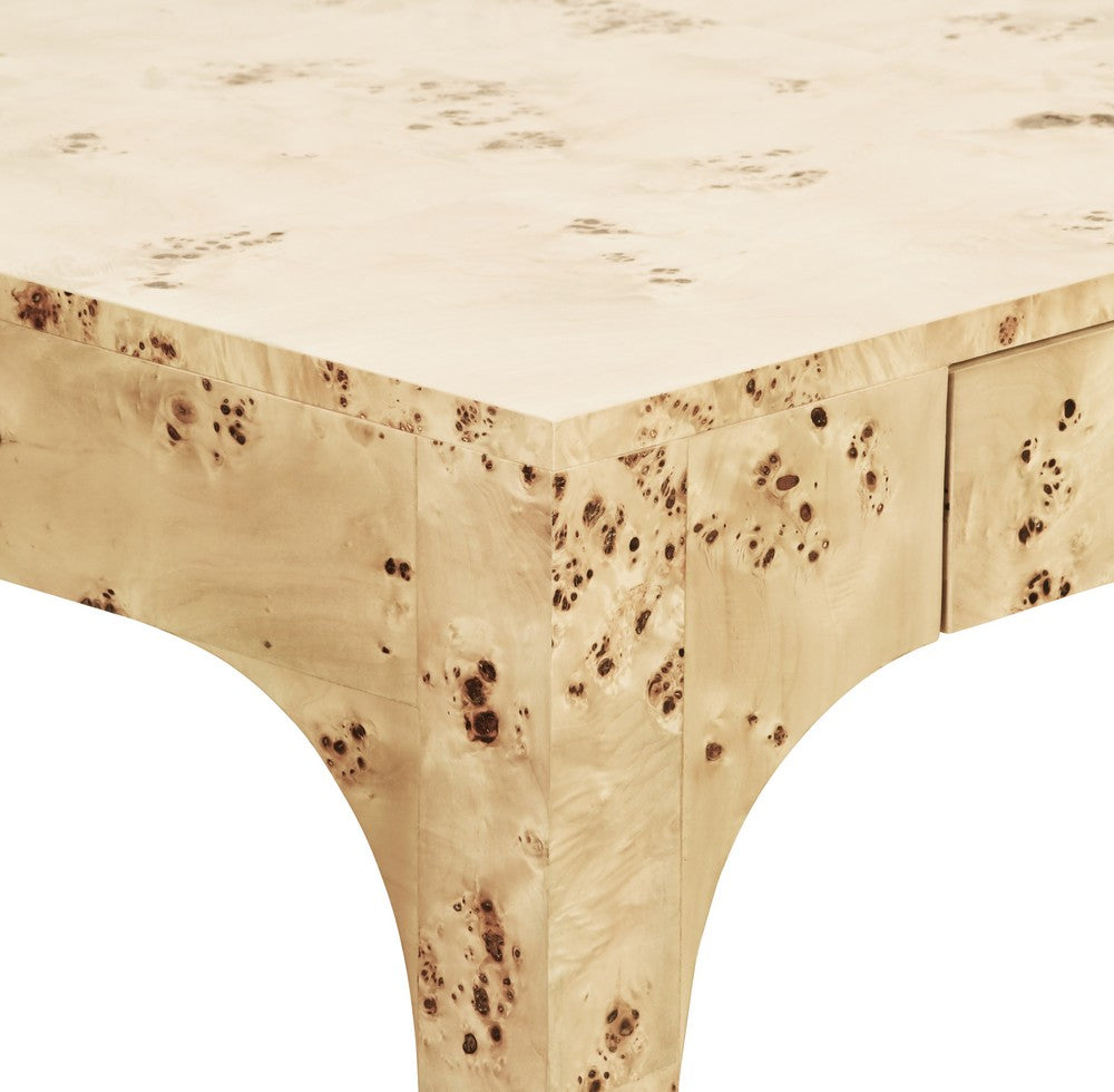 Worlds Away - Square Two Drawer Pagoda Style Game Table In Burl Wood - KERRY BW view 4