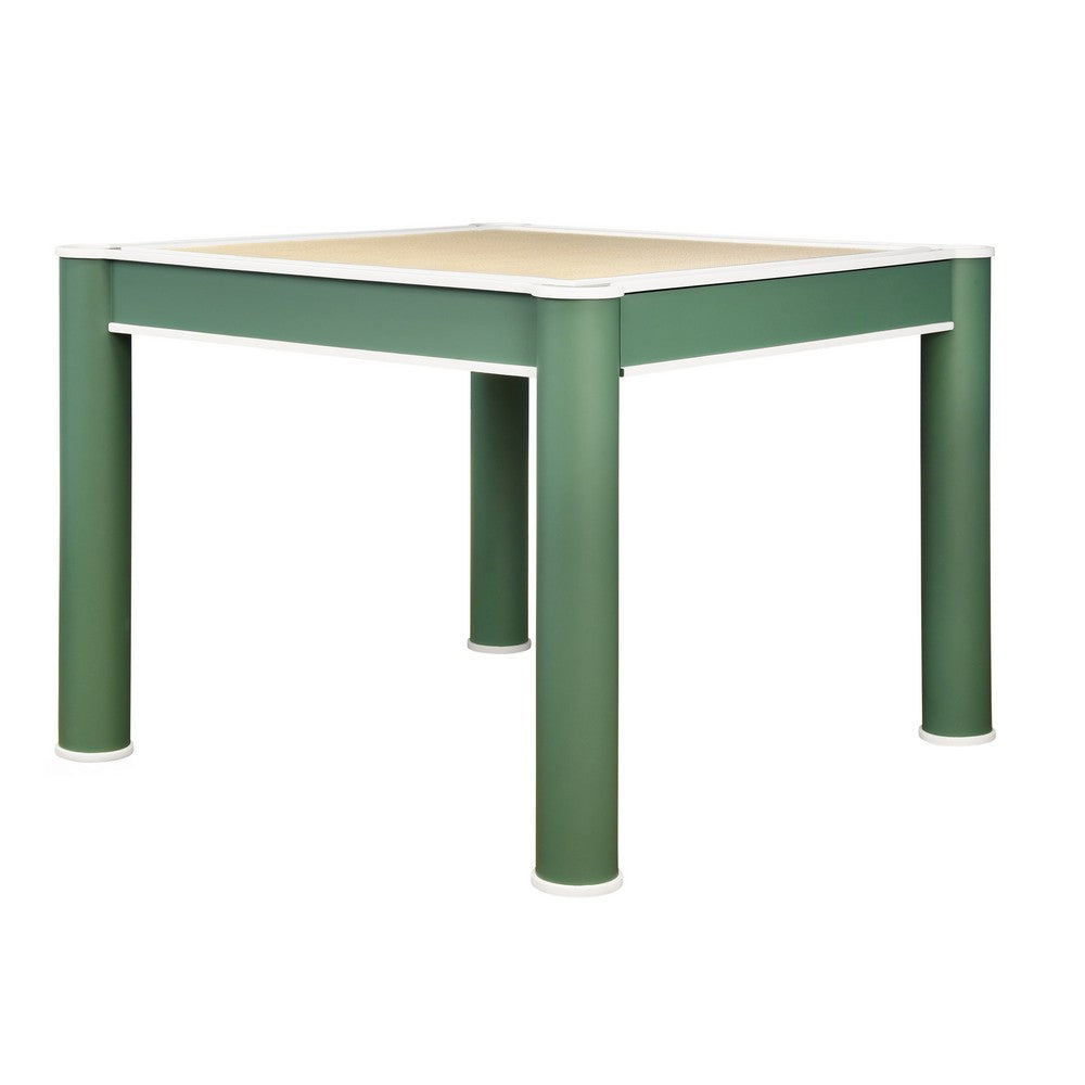 Worlds Away - Square Two Drawer Round Leg Game Table In Matte Green Lacquer With Matte White Lacquer Edging - JACKIE GR view 1