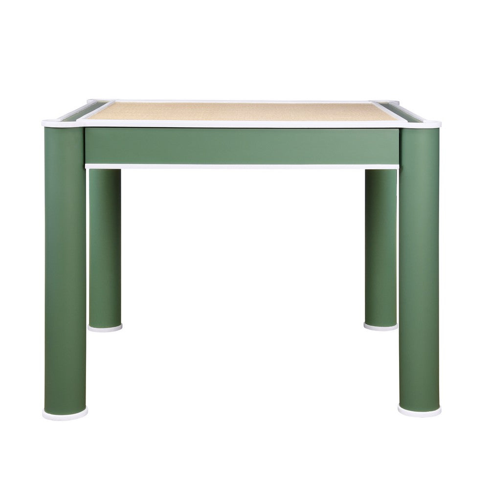 Worlds Away - Square Two Drawer Round Leg Game Table In Matte Green Lacquer With Matte White Lacquer Edging - JACKIE GR view 2