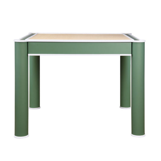 Worlds Away - Square Two Drawer Round Leg Game Table In Matte Green Lacquer With Matte White Lacquer Edging - JACKIE GR view 2