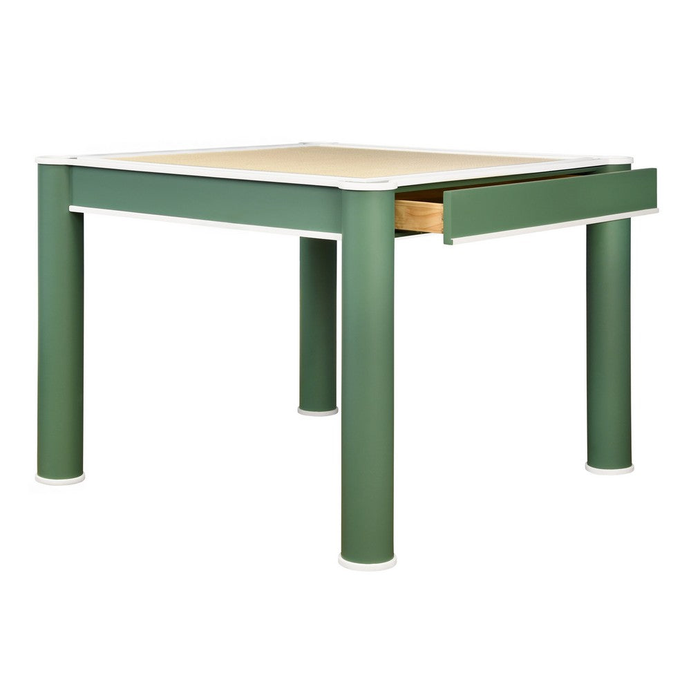 Worlds Away - Square Two Drawer Round Leg Game Table In Matte Green Lacquer With Matte White Lacquer Edging - JACKIE GR view 3