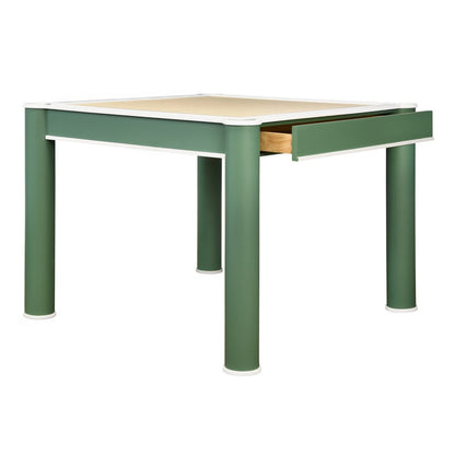 Worlds Away - Square Two Drawer Round Leg Game Table In Matte Green Lacquer With Matte White Lacquer Edging - JACKIE GR view 3
