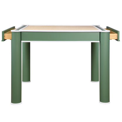 Worlds Away - Square Two Drawer Round Leg Game Table In Matte Green Lacquer With Matte White Lacquer Edging - JACKIE GR view 4