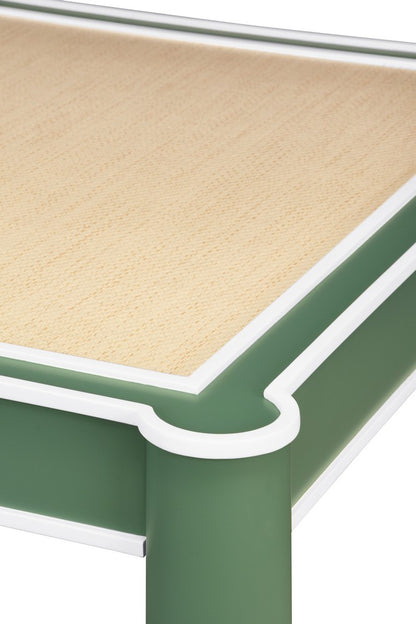 Worlds Away - Square Two Drawer Round Leg Game Table In Matte Green Lacquer With Matte White Lacquer Edging - JACKIE GR view 5
