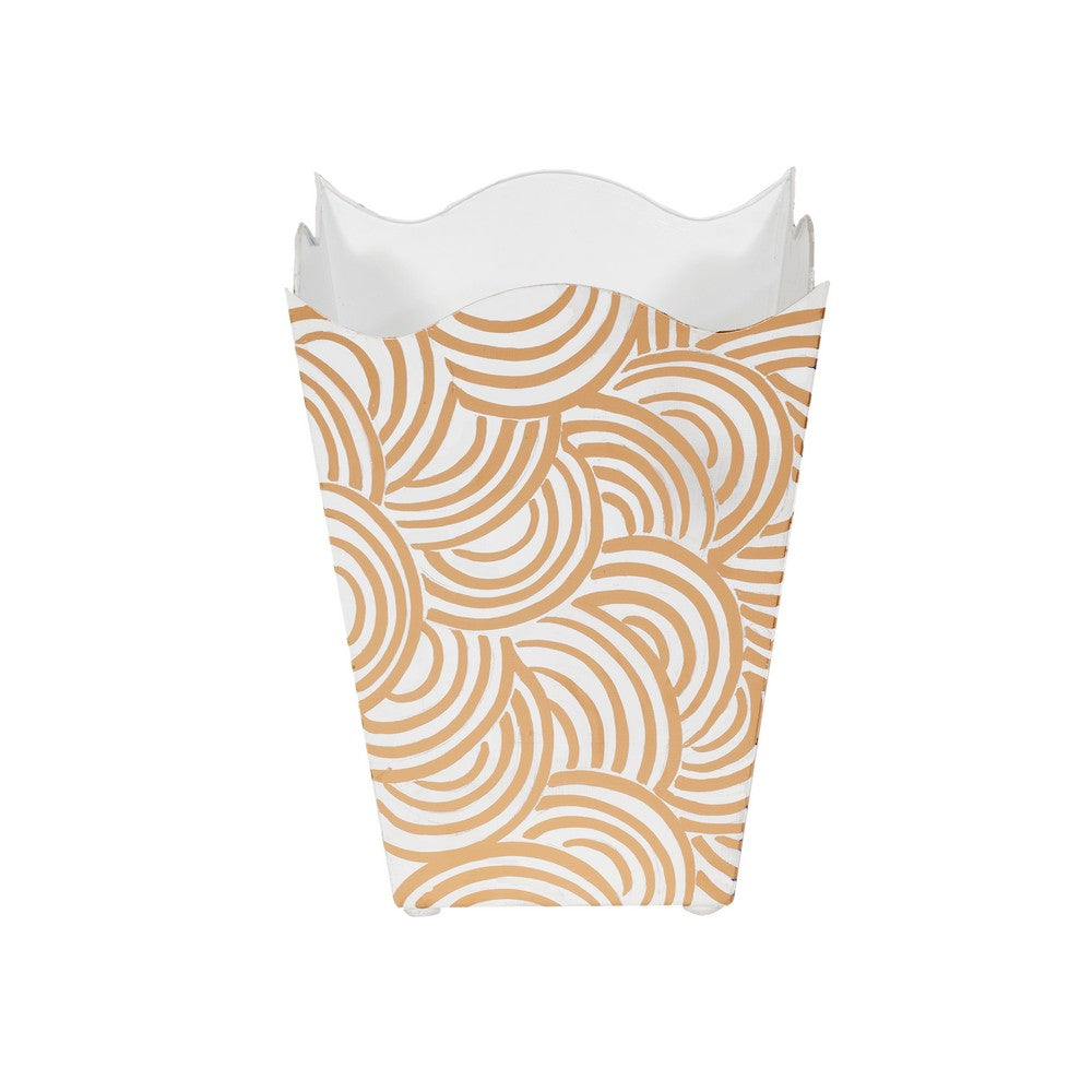 Worlds Away - Square Wave Top Wastebasket, Style:Breaker, Color:Gold - WBWBREAKERG view 1