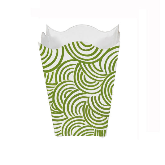 Worlds Away - Square Wave Top Wastebasket, Style:Breaker, Color:Green - WBWBREAKERGR view 1