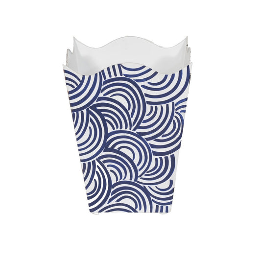 Worlds Away - Square Wave Top Wastebasket, Style:Breaker, Color:Navy - WBWBREAKERNV view 1