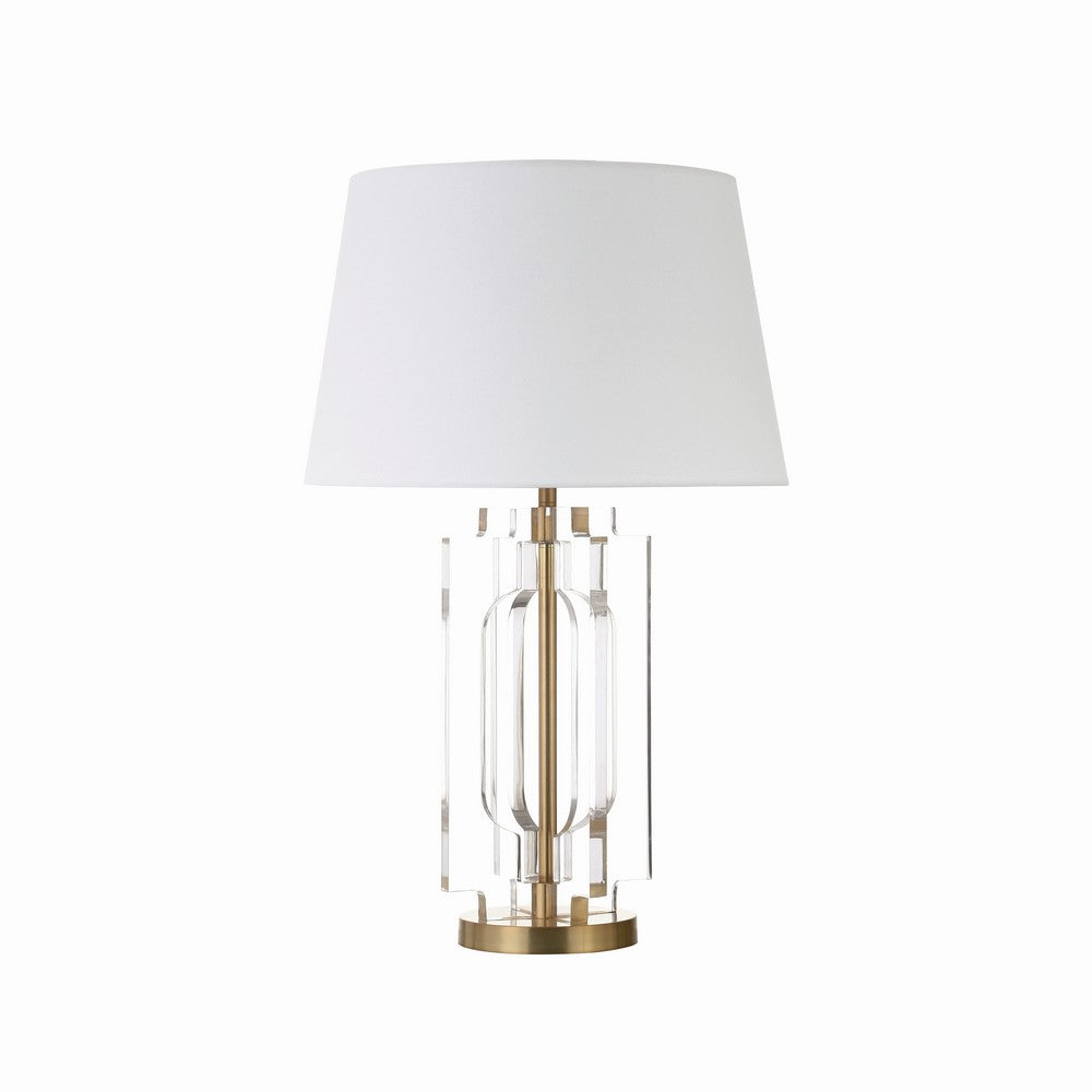 Worlds Away - Stacked Acrylic Square Table Lamp With Antique Brass Parts - HAVEN ABR view 1