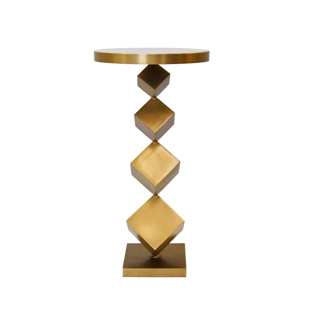 Worlds Away - Stacked Cube Base Side Table In Antique Brass With Inset White Marble Top - SALVADOR view 1