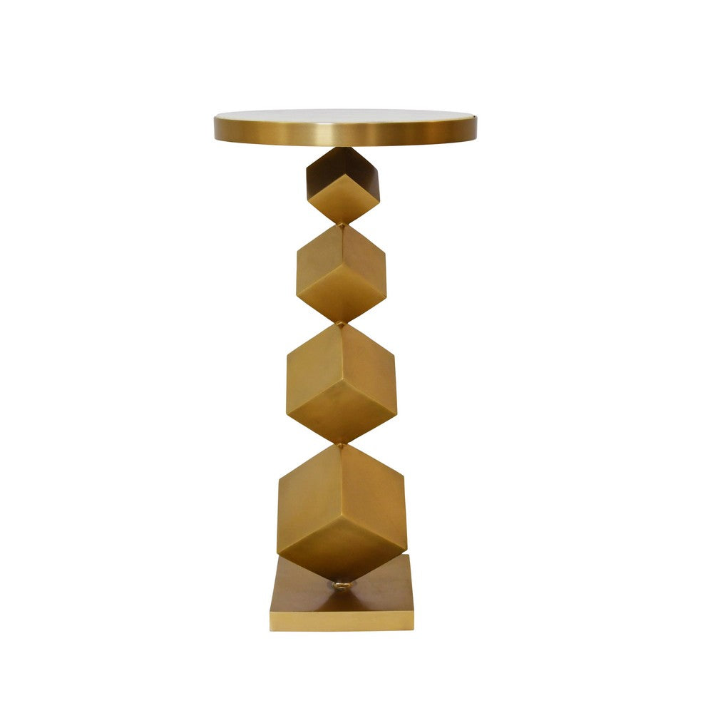 Worlds Away - Stacked Cube Base Side Table In Antique Brass With Inset White Marble Top - SALVADOR view 2