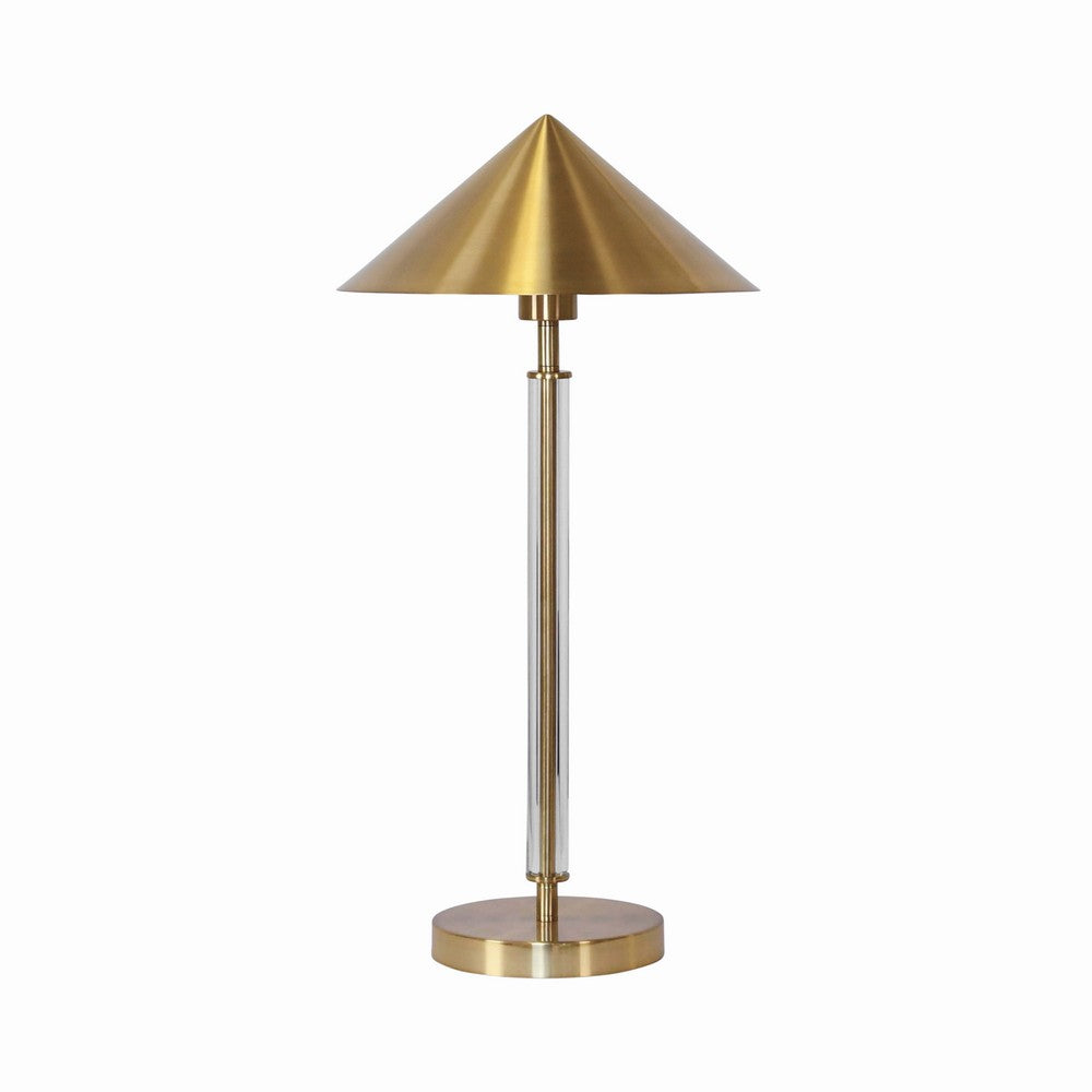 Worlds Away - Table Lamp With Acrylic Pole And Triangular Metal Shade In Antique Brass - TATE ABR view 1