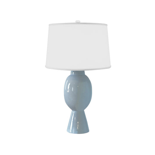 Worlds Away - Tall Bulb Shape Ceramic Table Lamp With White Linen Shade In Light Blue - DOVER LBL view 1