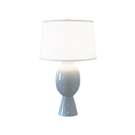 Worlds Away - Tall Bulb Shape Ceramic Table Lamp With White Linen Shade In Light Blue - DOVER LBL view 2