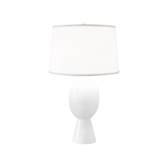 Worlds Away - Tall Bulb Shape Ceramic Table Lamp With White Linen Shade In White - DOVER WH view 2