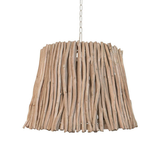 Worlds Away - Tapered Drum Pendant Handcrafted With Whitewash Eucalyptus Wood - CREW view 1