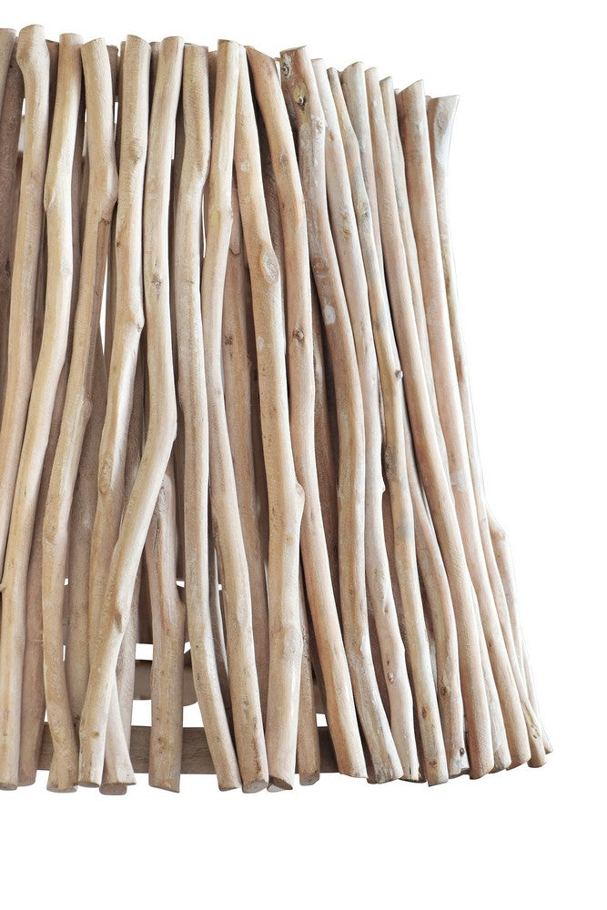 Worlds Away - Tapered Drum Pendant Handcrafted With Whitewash Eucalyptus Wood - CREW view 3