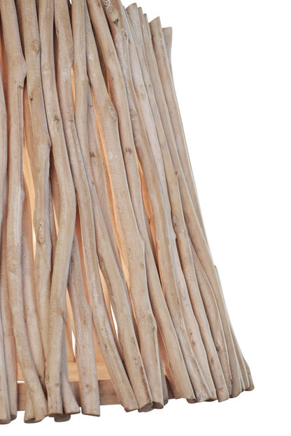 Worlds Away - Tapered Drum Pendant Handcrafted With Whitewash Eucalyptus Wood - CREW view 4