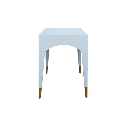 Worlds Away - Tapered Leg, One Drawer Desk With Antique Brass Foot Caps In Light Blue Lacquer - MANDI LB view 4