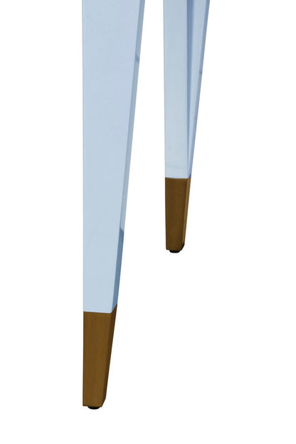 Worlds Away - Tapered Leg, One Drawer Desk With Antique Brass Foot Caps In Light Blue Lacquer - MANDI LB view 7