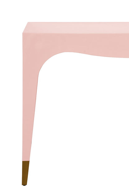 Worlds Away - Tapered Leg, One Drawer Desk With Antique Brass Foot Caps In Pink Lacquer - MANDI PI view 6