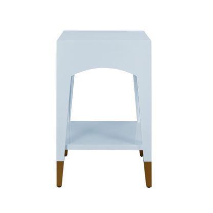 Worlds Away - Tapered Leg One Drawer Side Table With Antique Brass Foot Caps In Light Blue Lacquer - Starlight Blue - PATTI LB view 4