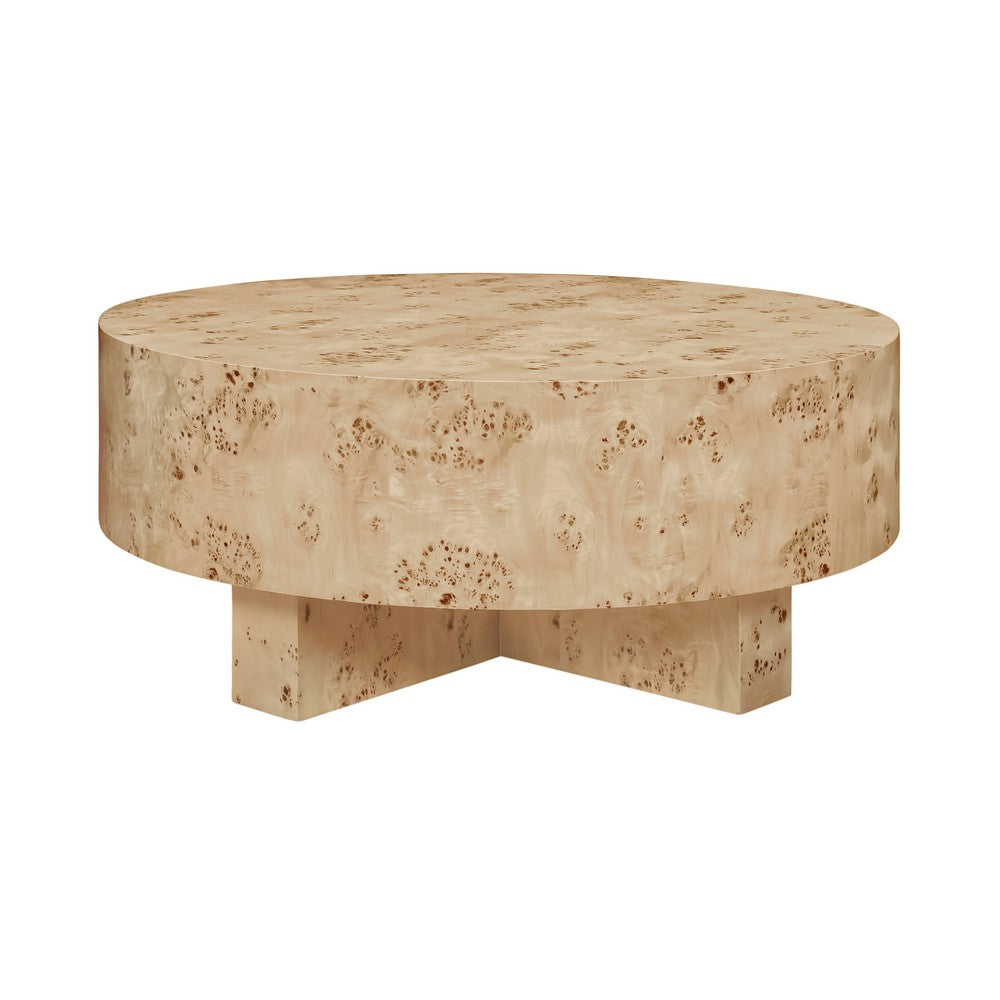 Worlds Away - Thick Top Coffee Table With Cross Base In Burl Wood - OSLO BW view 1
