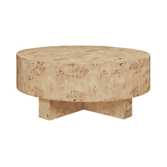 Worlds Away - Thick Top Coffee Table With Cross Base In Burl Wood - OSLO BW view 1