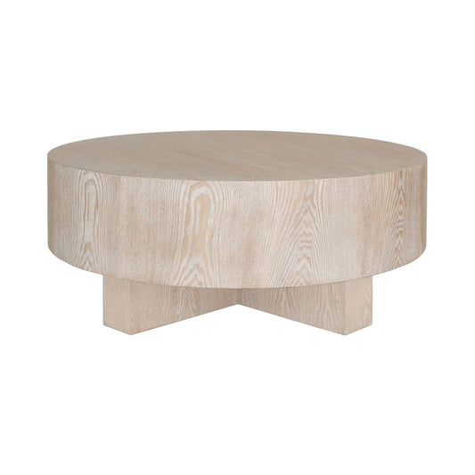 Worlds Away - Thick Top Coffee Table With Cross Base In Cerused Oak - OSLO CO view 1