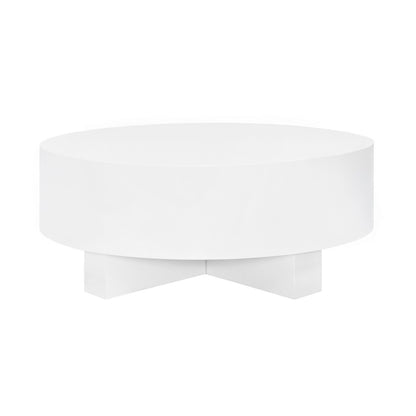 Worlds Away - Thick Top Coffee Table With Cross Base In White Lacquer - OSLO WH view 1
