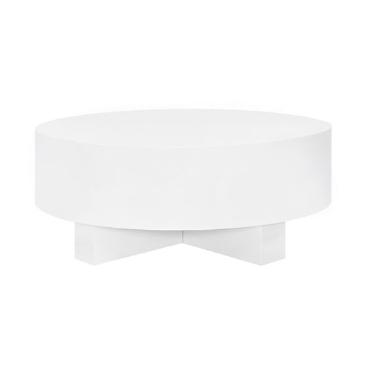 Worlds Away - Thick Top Coffee Table With Cross Base In White Lacquer - OSLO WH view 1