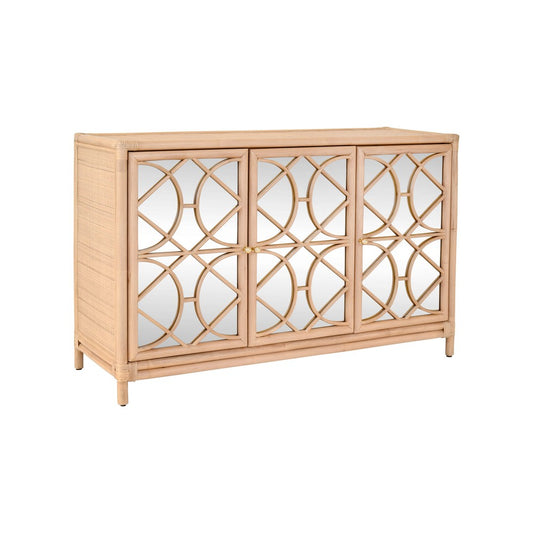 Worlds Away - Three Door Decorative Mirror Front Buffet In Natural Rattan - ARIA NAT view 1