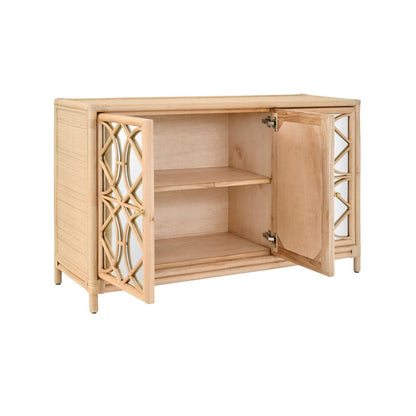 Worlds Away - Three Door Decorative Mirror Front Buffet In Natural Rattan - ARIA NAT view 3