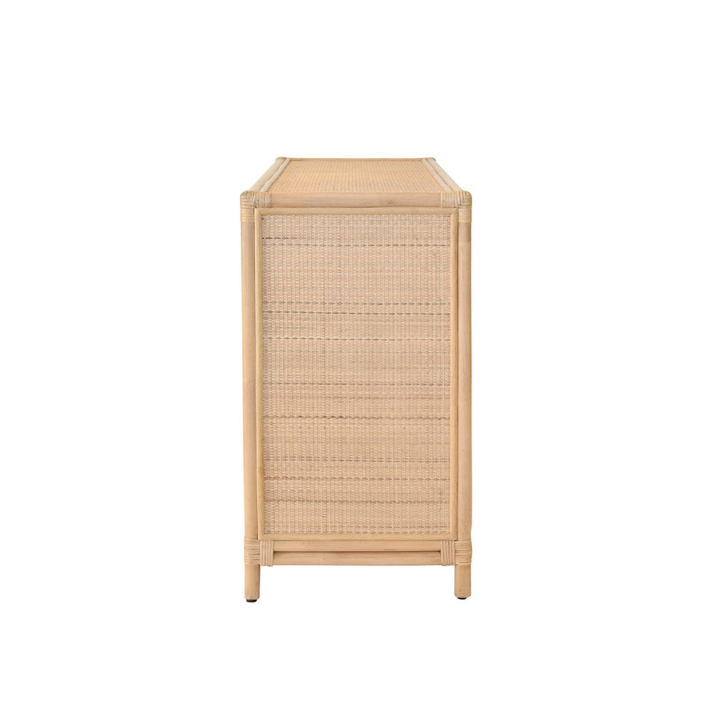 Worlds Away - Three Door Decorative Mirror Front Buffet In Natural Rattan - ARIA NAT view 4