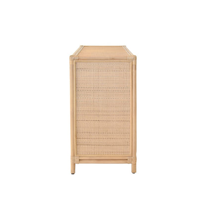 Worlds Away - Three Door Decorative Mirror Front Buffet In Natural Rattan - ARIA NAT view 4