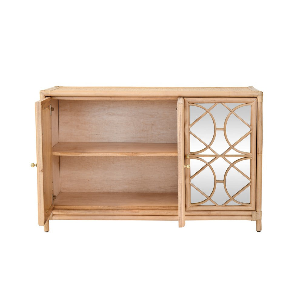 Worlds Away - Three Door Decorative Mirror Front Buffet In Natural Rattan - ARIA NAT view 5