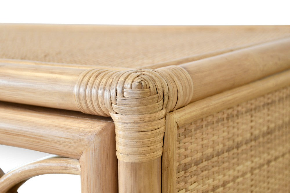 Worlds Away - Three Door Decorative Mirror Front Buffet In Natural Rattan - ARIA NAT view 7
