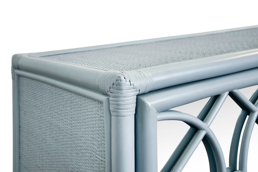 Worlds Away - Three Door Decorative Mirror Front Buffet In Rattan Painted Light Blue - ARIA LB view 6