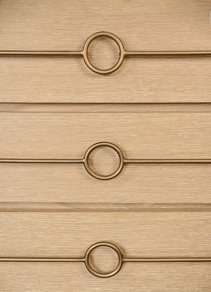 Worlds Away - Three Drawer Chest With Antique Brass Connected Circle Hardware In Cerused Oak - RODERICK CO view 6