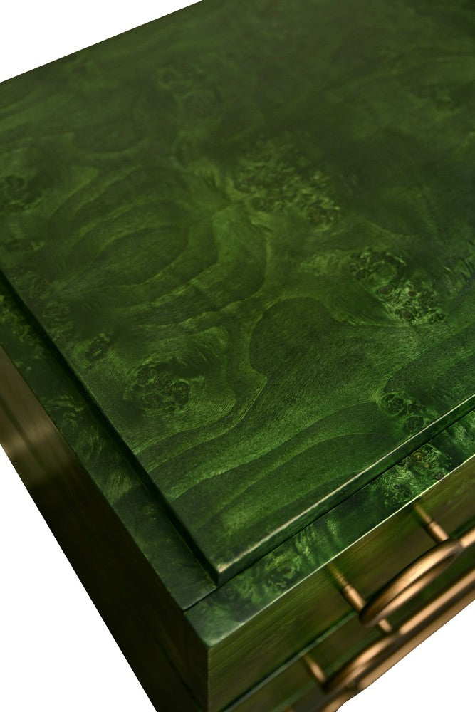 Worlds Away - Three Drawer Chest With Antique Brass Connected Circle Hardware In Emerald Burl Wood - RODERICK EBW view 6