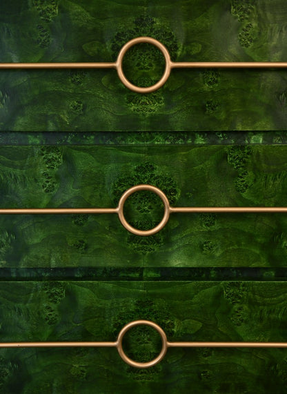 Worlds Away - Three Drawer Chest With Antique Brass Connected Circle Hardware In Emerald Burl Wood - RODERICK EBW view 7