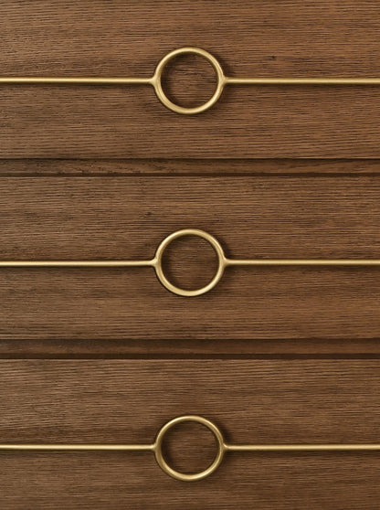 Worlds Away - Three Drawer Chest With Antique Brass Connected Circle Hardware In Provincial Brown Oak - RODERICK PBO view 6