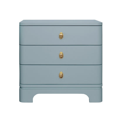 Worlds Away - Three Drawer Rounded Edge Side Table With Brass Beetle Knob In Light Blue Matte Lacquer - FORTUNE LB view 2