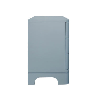 Worlds Away - Three Drawer Rounded Edge Side Table With Brass Beetle Knob In Light Blue Matte Lacquer - FORTUNE LB view 4