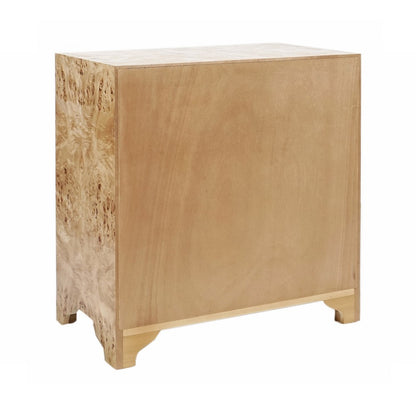 Worlds Away - Three Drawer Side Table In Burl Wood With Acrylic Hardware - CALVIN BW view 4