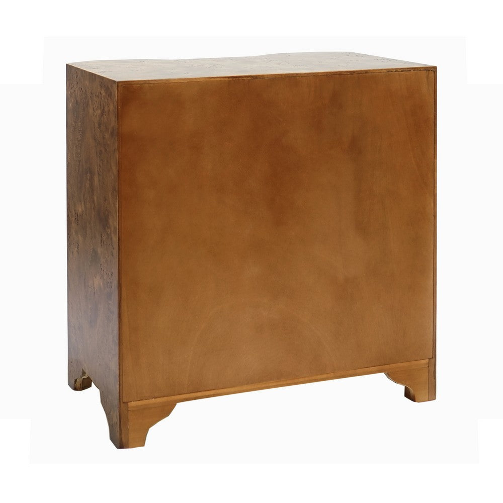 Worlds Away - Three Drawer Side Table In Dark Burl Wood With Acrylic Hardware - CALVIN DBW view 4