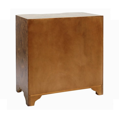 Worlds Away - Three Drawer Side Table In Dark Burl Wood With Acrylic Hardware - CALVIN DBW view 4