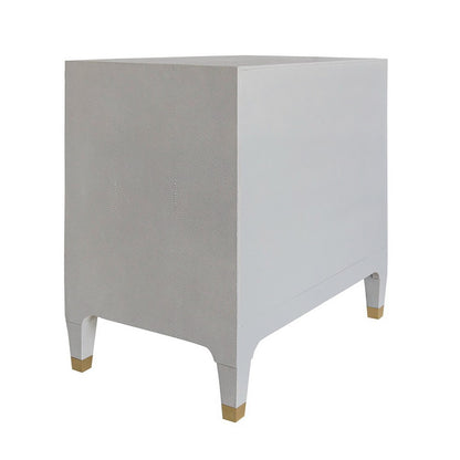 Worlds Away - Three Drawer Side Table In Light Grey Shagreen With Antique Brass And Acrylic Hardware - AMBER LGS view 4