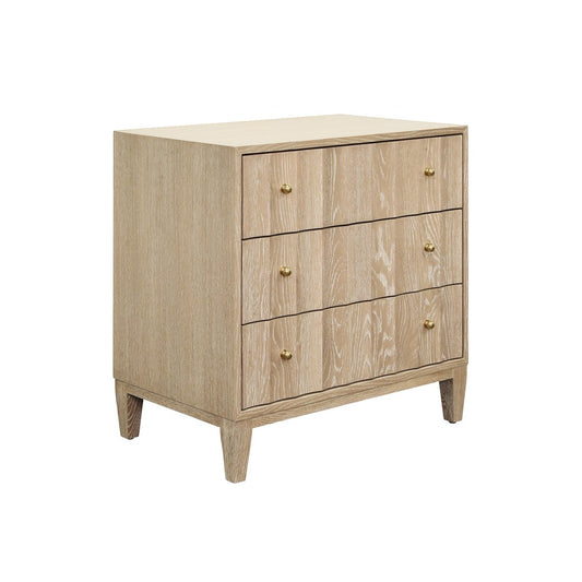 Worlds Away - Three Drawer Side Table With Fluted Detail In Cerused Oak - CARMACK CO view 1